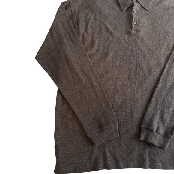 Studio By Bill Blass Men's Vintage Brown Striped Long Sleeve Polo Size XLT - Picture 6 of 13